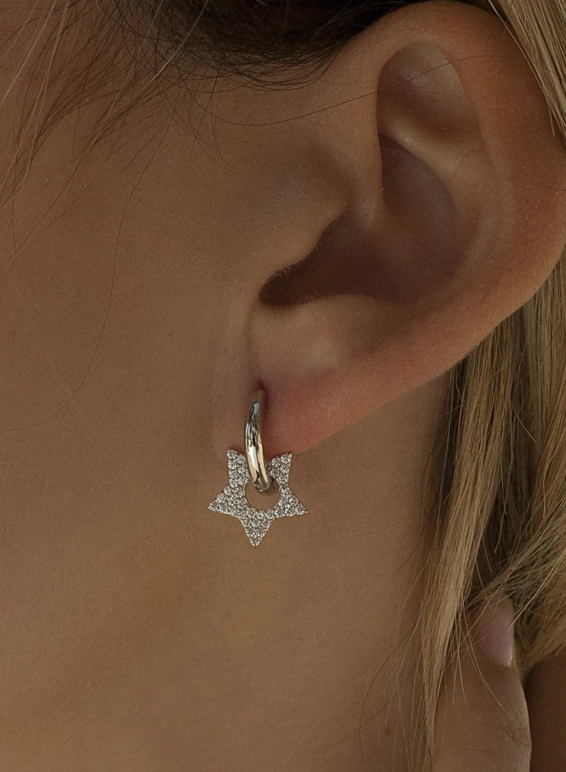 Pendientes Pequeños | LINEARGENT Pendientes aros con colgantes diseño estrella con circonitas