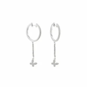 Pendientes Largos | Pendientes Aro | LINEARGENT Pendientes aros con colgantes diseño mariposa con circonitas