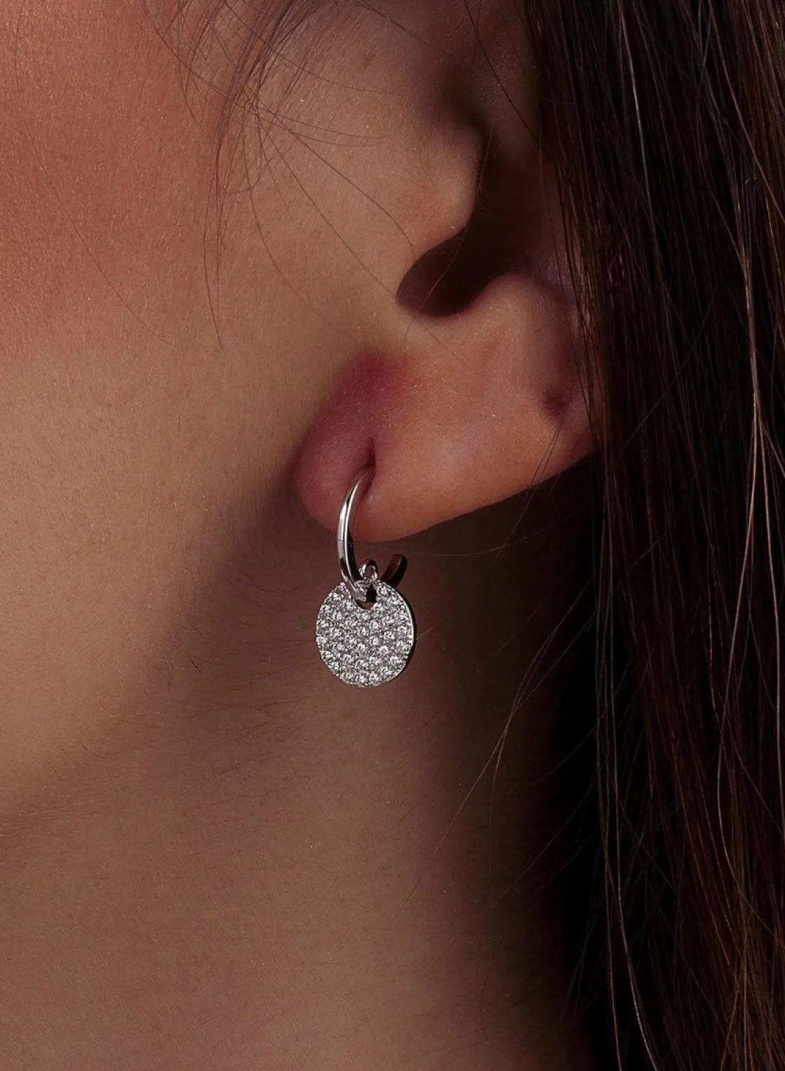 Pendientes Con Colgantes | LINEARGENT Pendientes aros con colgantes diseño medalla con circonitas
