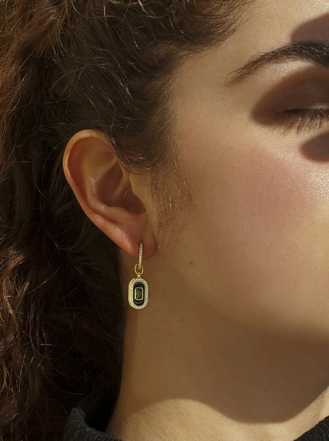Pendientes Largos | LINEARGENT Pendientes aros con colgantes diseño ovalado con circonitas