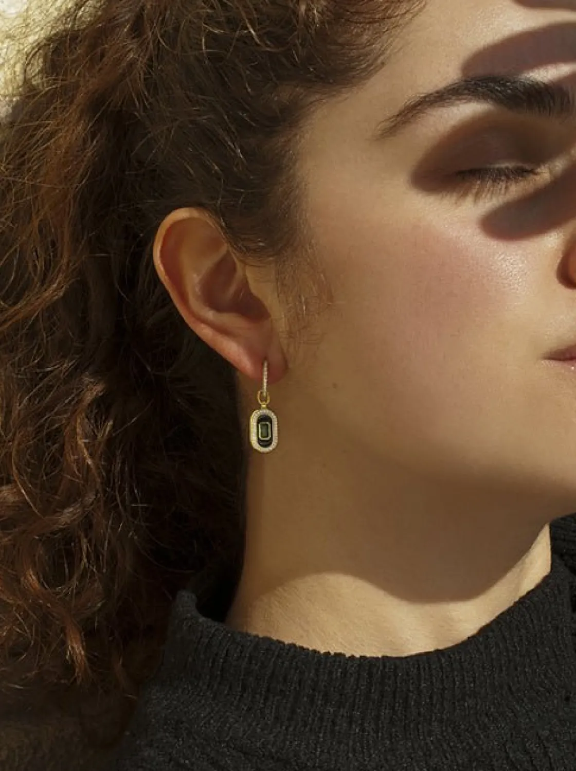 Pendientes Largos | LINEARGENT Pendientes aros con colgantes diseño ovalado con circonitas
