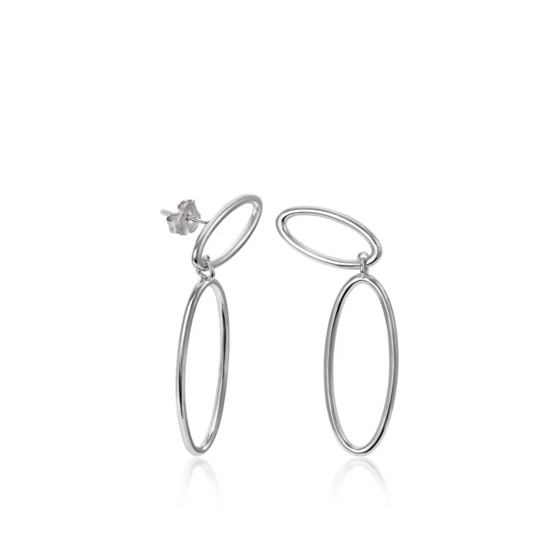 Pendientes Largos | LINEARGENT Pendientes aros con colgantes forma ovalada