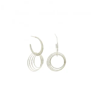 Pendientes Con Colgantes | LINEARGENT Pendientes aros con colgantes motivo anillas en plata lisa