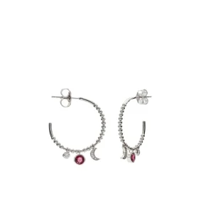 Pendientes De Piedras De Colores | Pendientes Aro | LINEARGENT Pendientes aros con colgantes motivo de luna y círculo