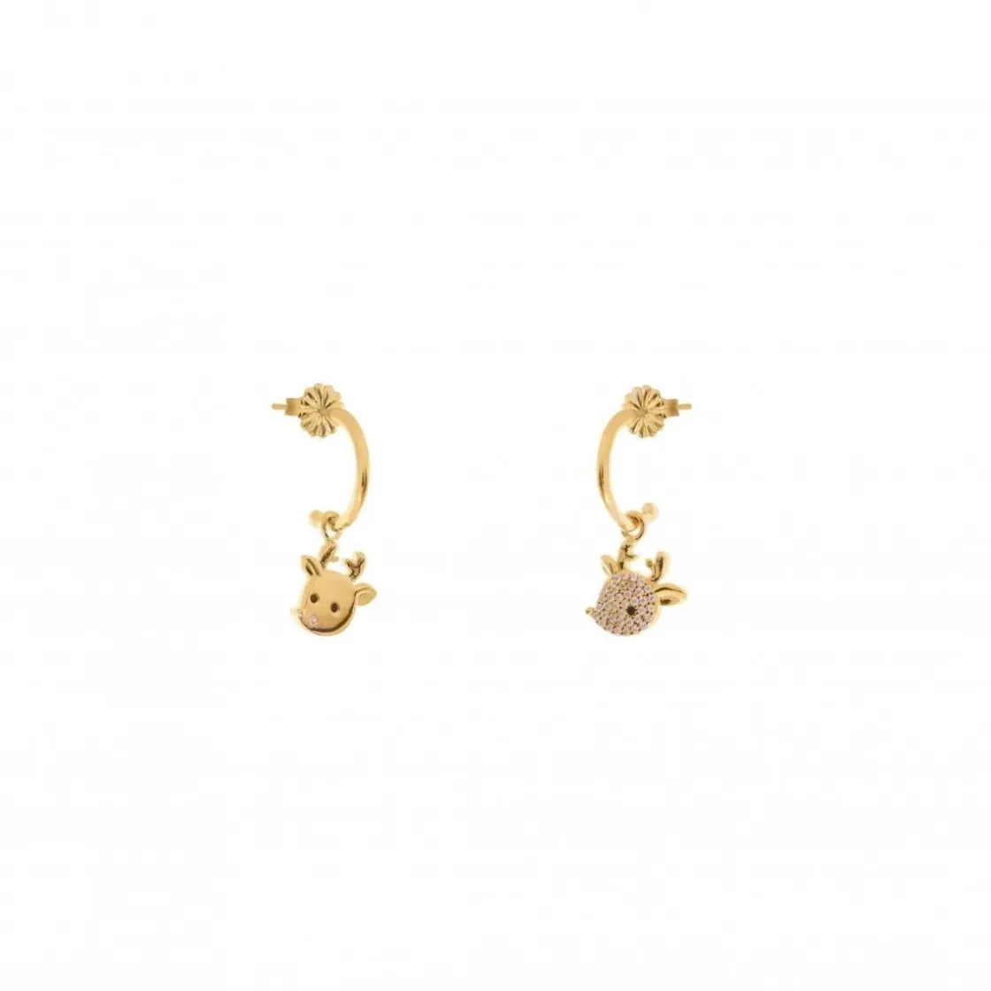 Pendientes Con Colgantes | Pendientes Aro | LINEARGENT Pendientes aros con colgantes motivo de reno con circonitas