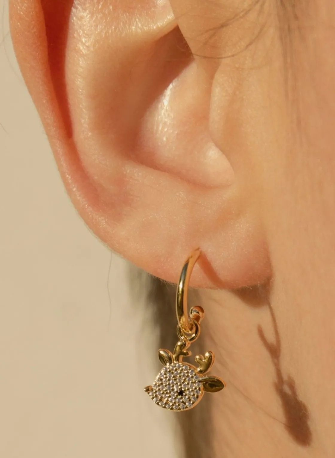 Pendientes Con Colgantes | Pendientes Aro | LINEARGENT Pendientes aros con colgantes motivo de reno con circonitas