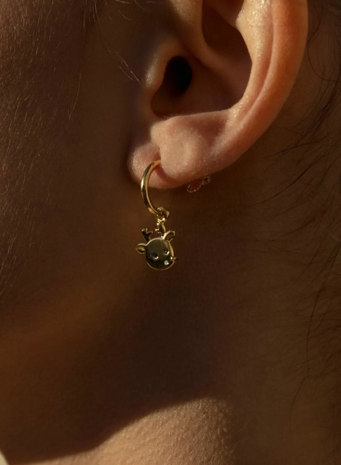 Pendientes Con Colgantes | Pendientes Aro | LINEARGENT Pendientes aros con colgantes motivo de reno con circonitas