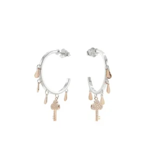 Pendientes Aro | LINEARGENT Pendientes aros con colgantes motivo lágrima y llave con circonitas