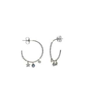 Pendientes De Piedras De Colores | Pendientes Aro | LINEARGENT Pendientes aros con colgantes motivo luna lágrima y redondos