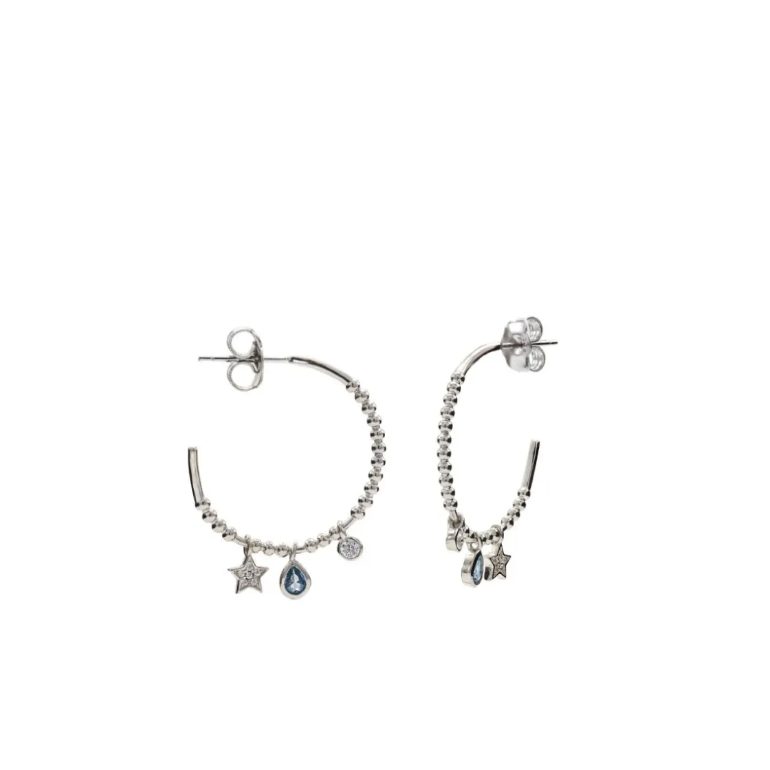 Pendientes De Piedras De Colores | Pendientes Aro | LINEARGENT Pendientes aros con colgantes motivo luna lágrima y redondos