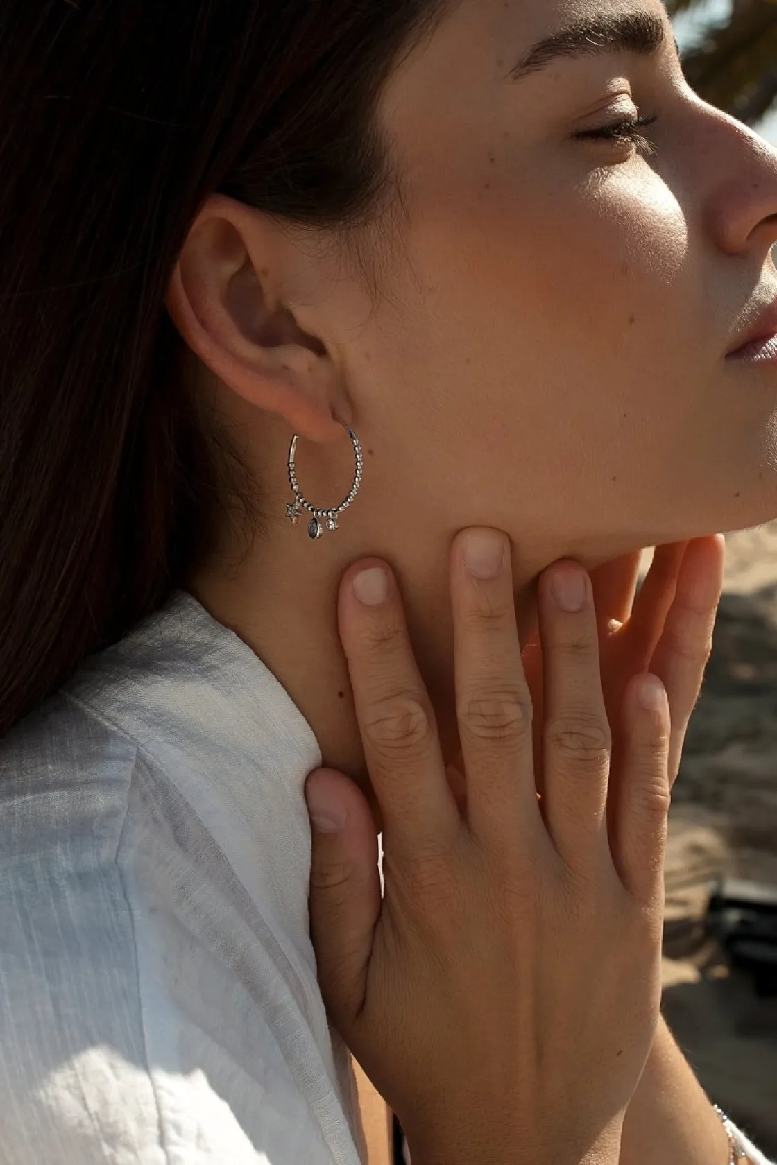 Pendientes De Piedras De Colores | Pendientes Aro | LINEARGENT Pendientes aros con colgantes motivo luna lágrima y redondos