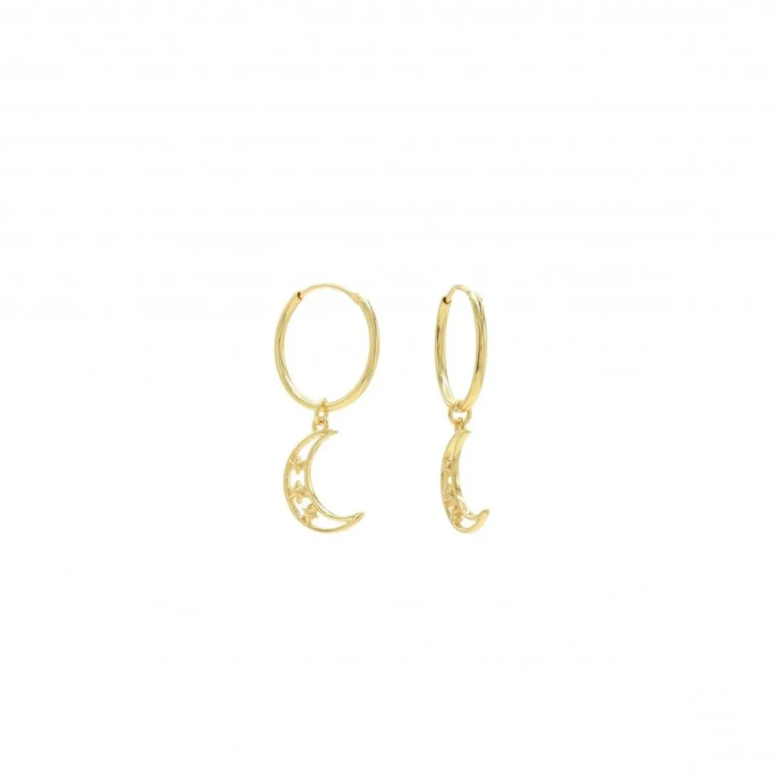 Pendientes Con Colgantes | Pendientes Aro | LINEARGENT Pendientes aros con colgantes motivo luna y mini estrellas