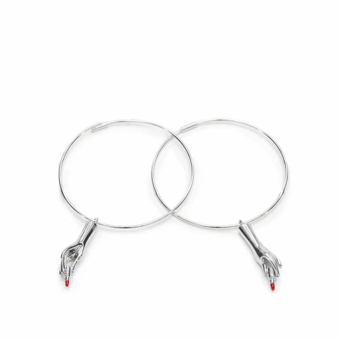 Pendientes Originales | Pendientes Con Colgantes | LINEARGENT Pendientes aros con colgantes motivo mano y pintalabios
