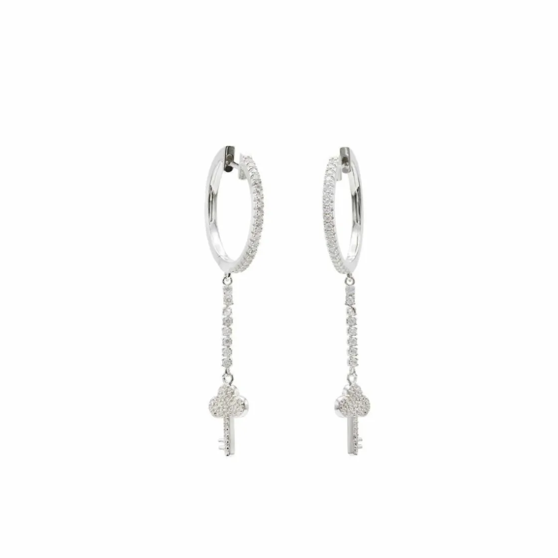Pendientes Aro | LINEARGENT Pendientes aros con colgantes plata con llave de circonita