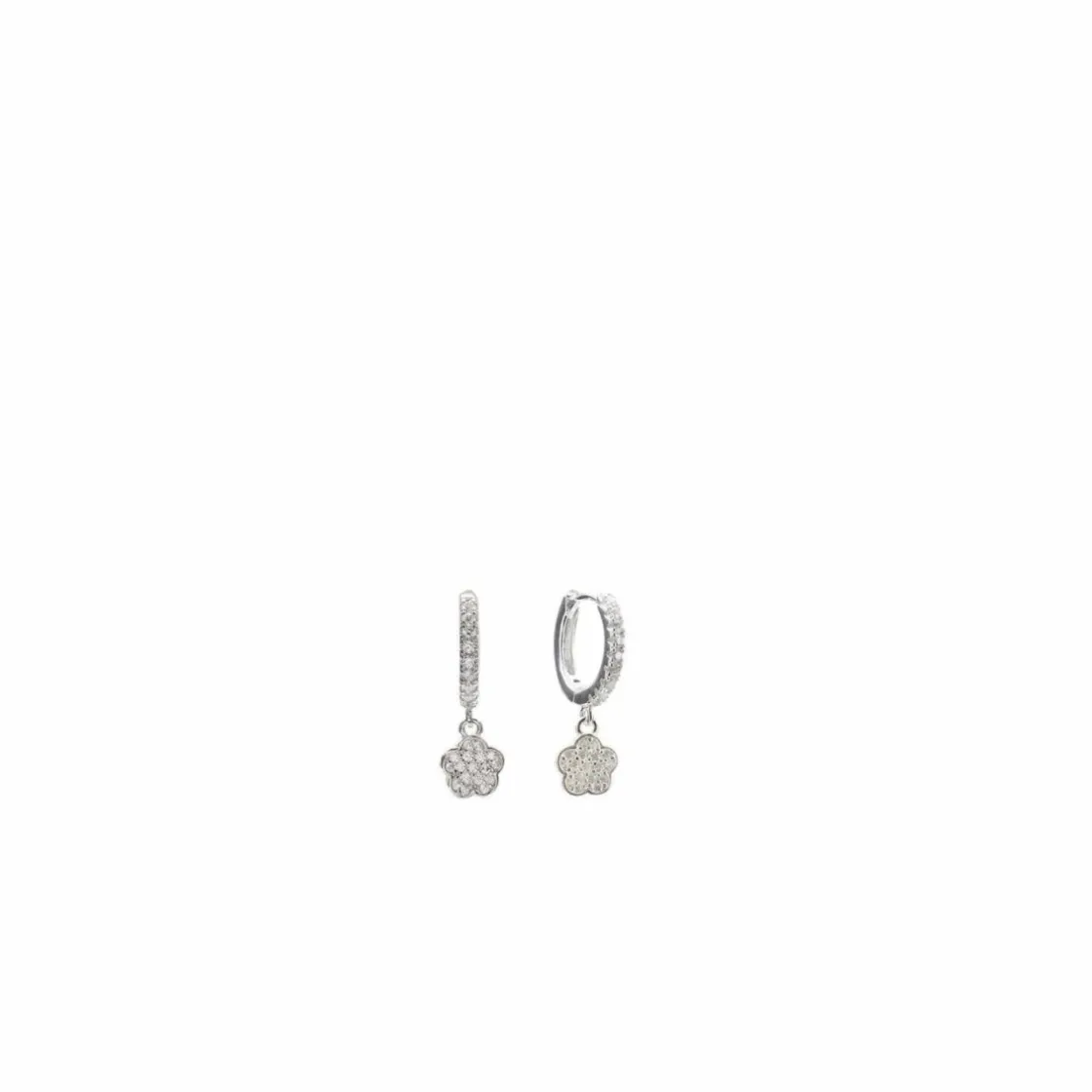 Pendientes Aro | LINEARGENT Pendientes aros con colgantes y charm en forma de flor con circonitas