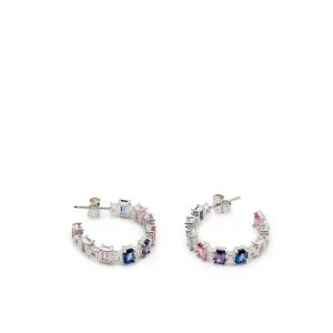 Pendientes De Piedras De Colores | Pendientes Aro | LINEARGENT Pendientes aros con piedras de colores azules y morados