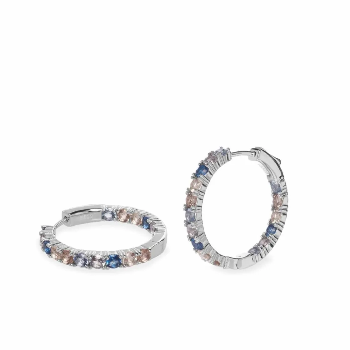 Pendientes Aro | LINEARGENT Pendientes aros con piedras de colores talla redonda