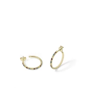 Pendientes Aro | LINEARGENT Pendientes aros con piedras multicolores bañados en oro tamaño mediano
