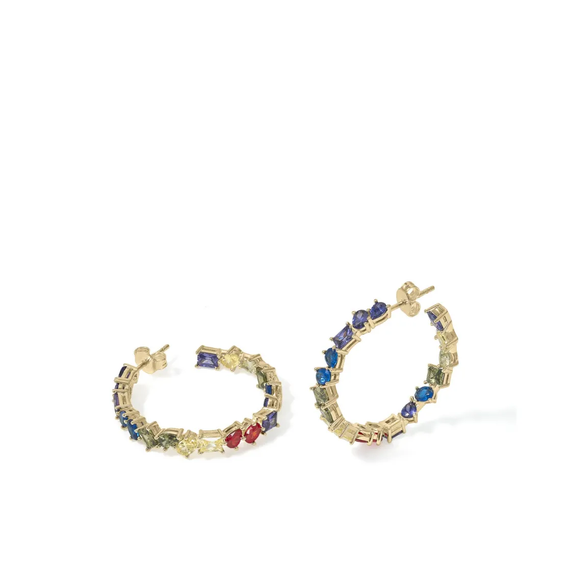 Pendientes Aro | LINEARGENT Pendientes aros con piedras multiforma en tonos brillantes