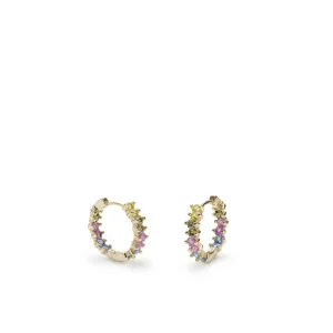 Pendientes De Piedras De Colores | Pendientes Aro | LINEARGENT Pendientes aros con piedras pequeñas multicolores