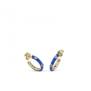 Pendientes Aro | LINEARGENT Pendientes aros de plata diseño esmalte azul oscuro