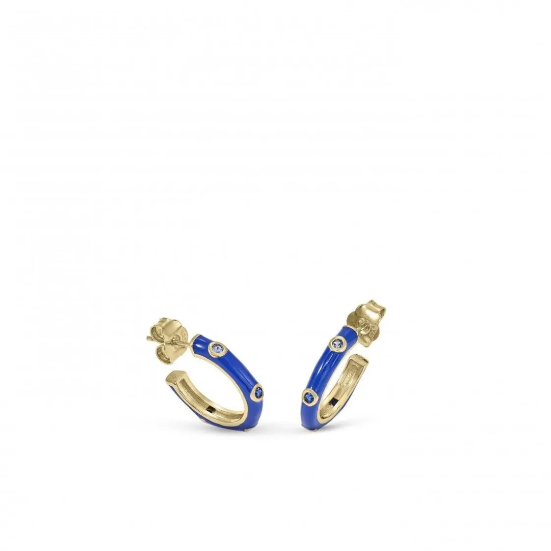 Pendientes Aro | LINEARGENT Pendientes aros de plata diseño esmalte azul oscuro