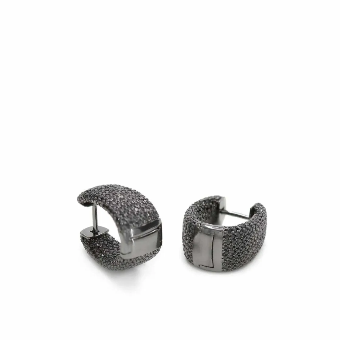 Pendientes Aro | LINEARGENT Pendientes aros diseño grueso con engaste total de circonitas negras