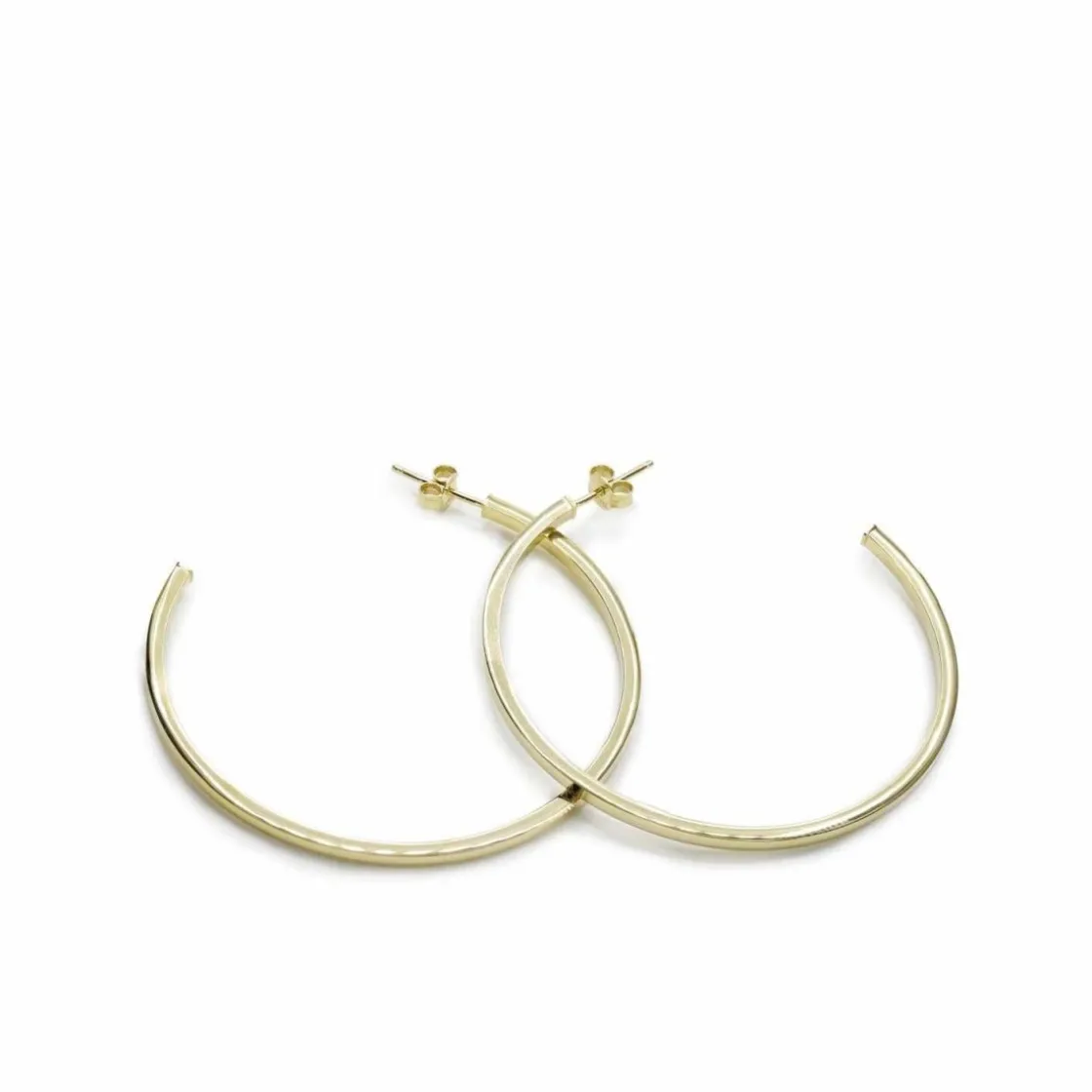 Pendientes Aro | LINEARGENT Pendientes aros grandes diseño cuadrado bañados en oro
