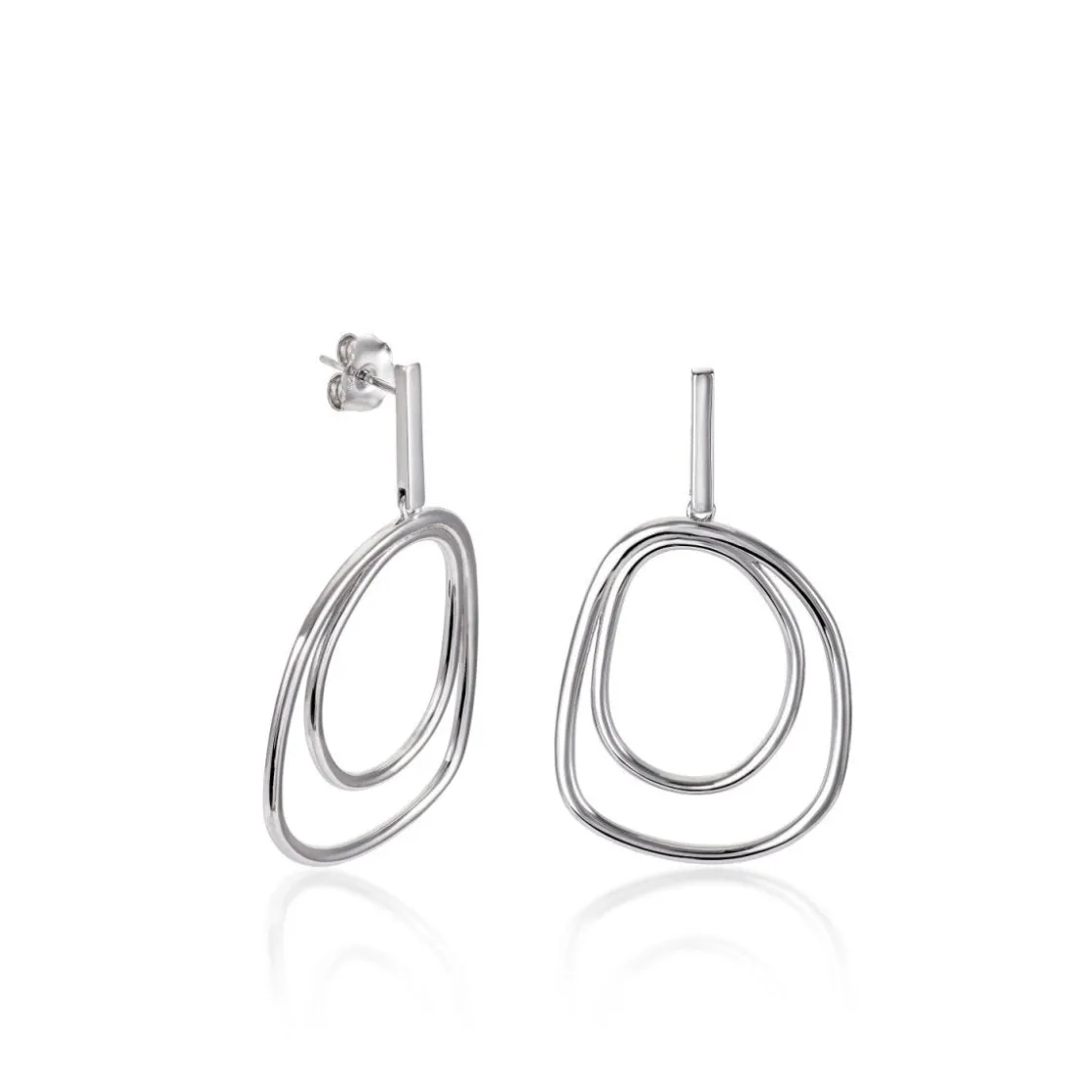 Pendientes Largos | LINEARGENT Pendientes aros grandes diseño irregular en plata lisa