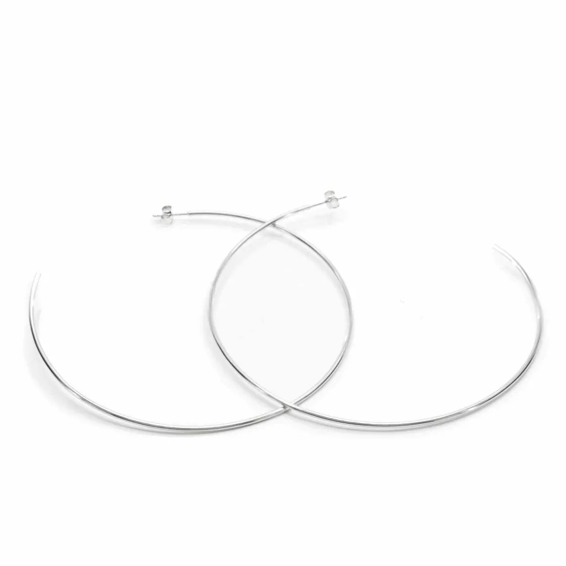 Pendientes Aro | LINEARGENT Pendientes aros grandes diseño maxi finos en plata lisa