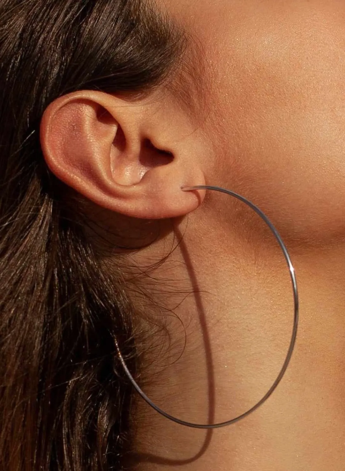 Pendientes Aro | LINEARGENT Pendientes aros grandes diseño maxi finos en plata lisa
