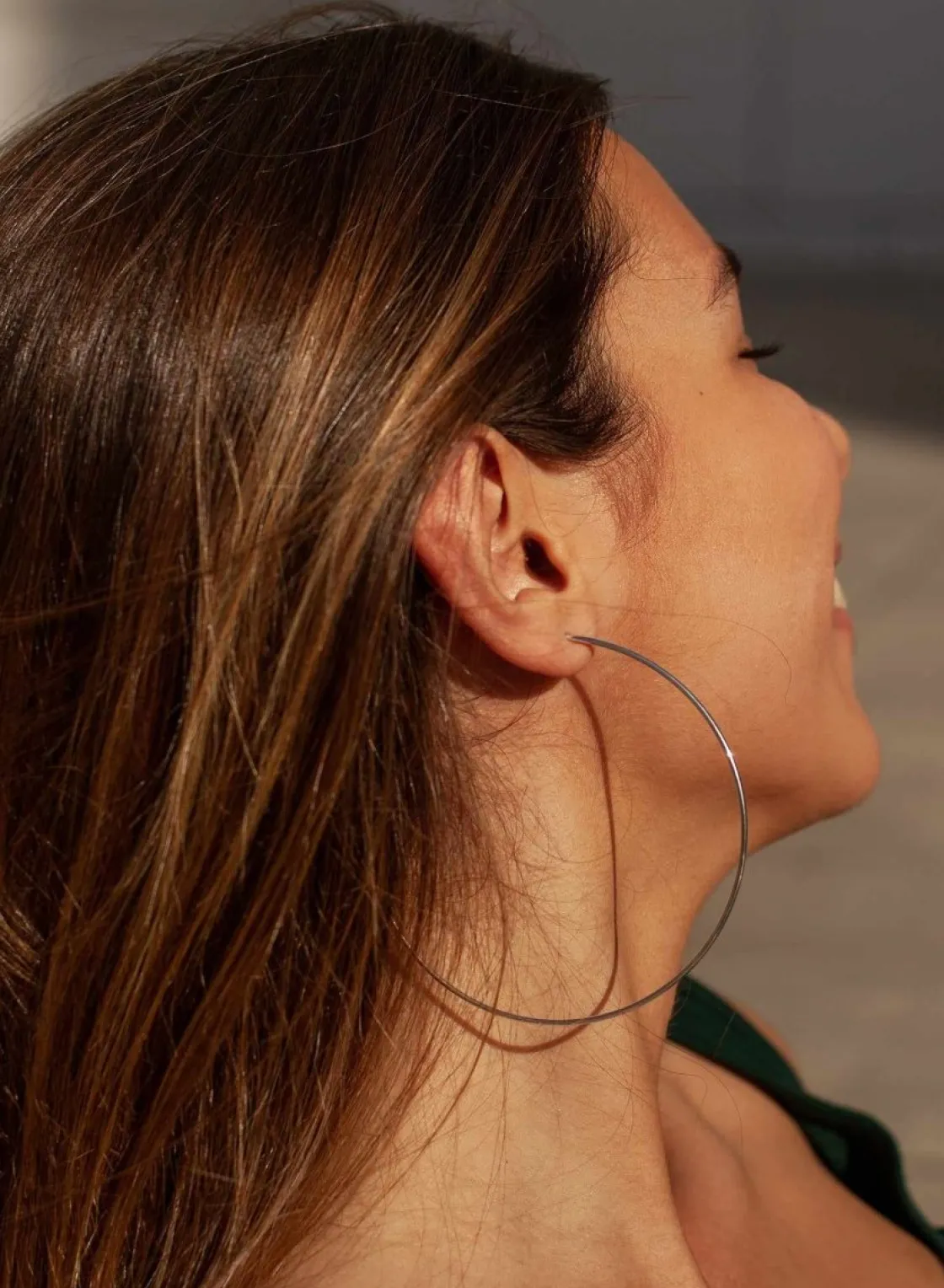 Pendientes Aro | LINEARGENT Pendientes aros grandes diseño maxi finos en plata lisa