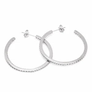 Pendientes Aro | LINEARGENT Pendientes aros grandes doble raíl de circonitas y diseño cuadrado