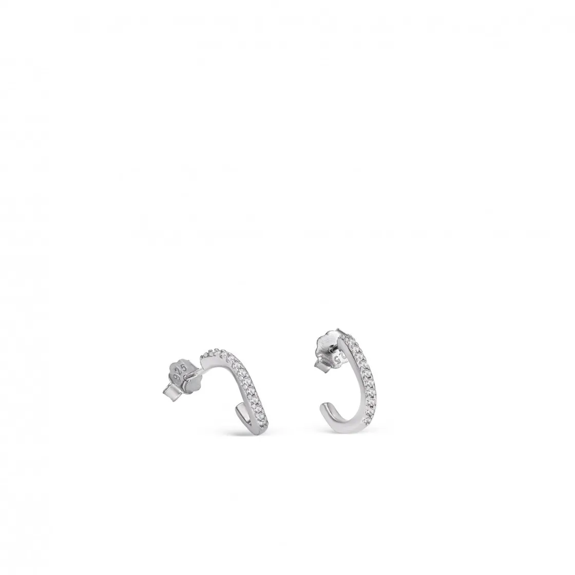 Pendientes Aro | LINEARGENT Pendientes aros muy pequeños diseño curvilíneo con circonitas