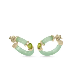 Pendientes Aro | LINEARGENT Pendientes aros originales detalle central cuarzo adamantino verde