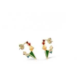 Pendientes Aro | LINEARGENT Pendientes aros originales diseño multicolor y baño de oro