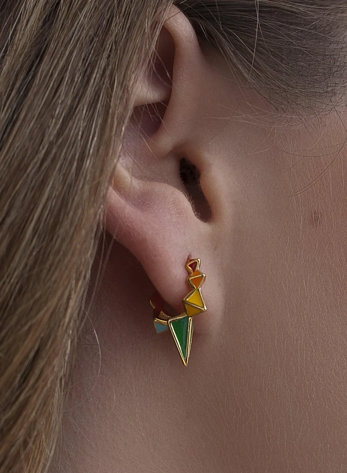 Pendientes Aro | LINEARGENT Pendientes aros originales diseño multicolor y baño de oro