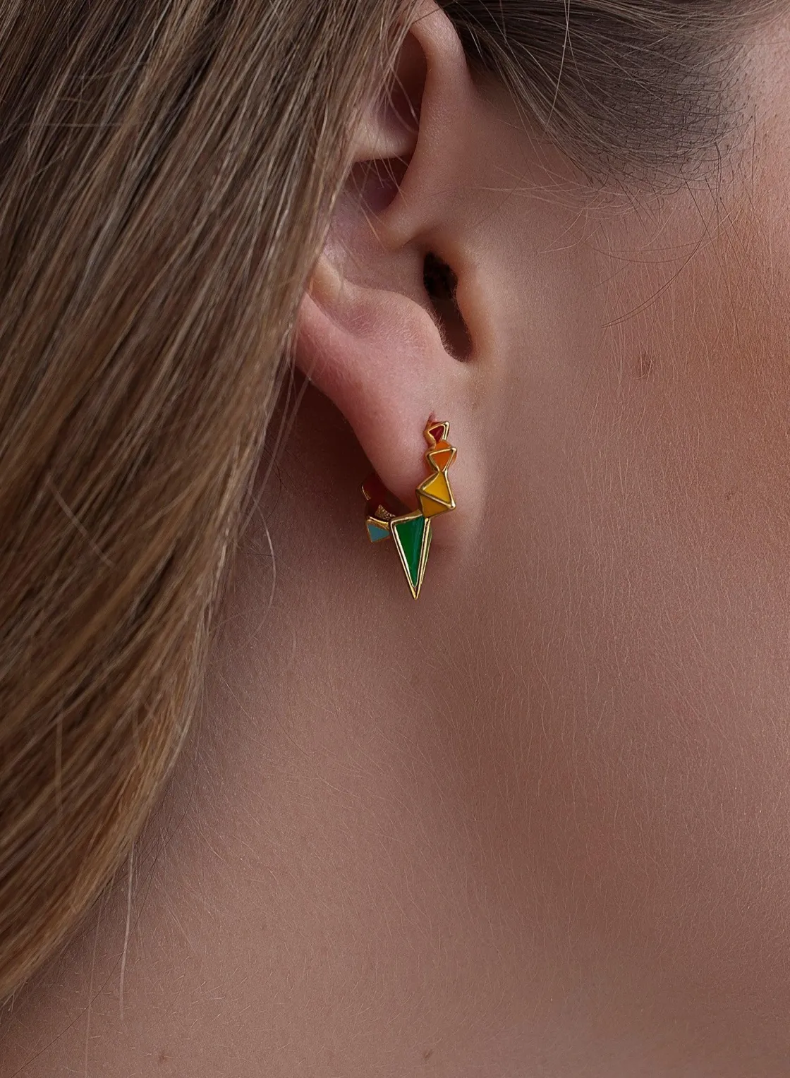 Pendientes Aro | LINEARGENT Pendientes aros originales diseño multicolor y baño de oro