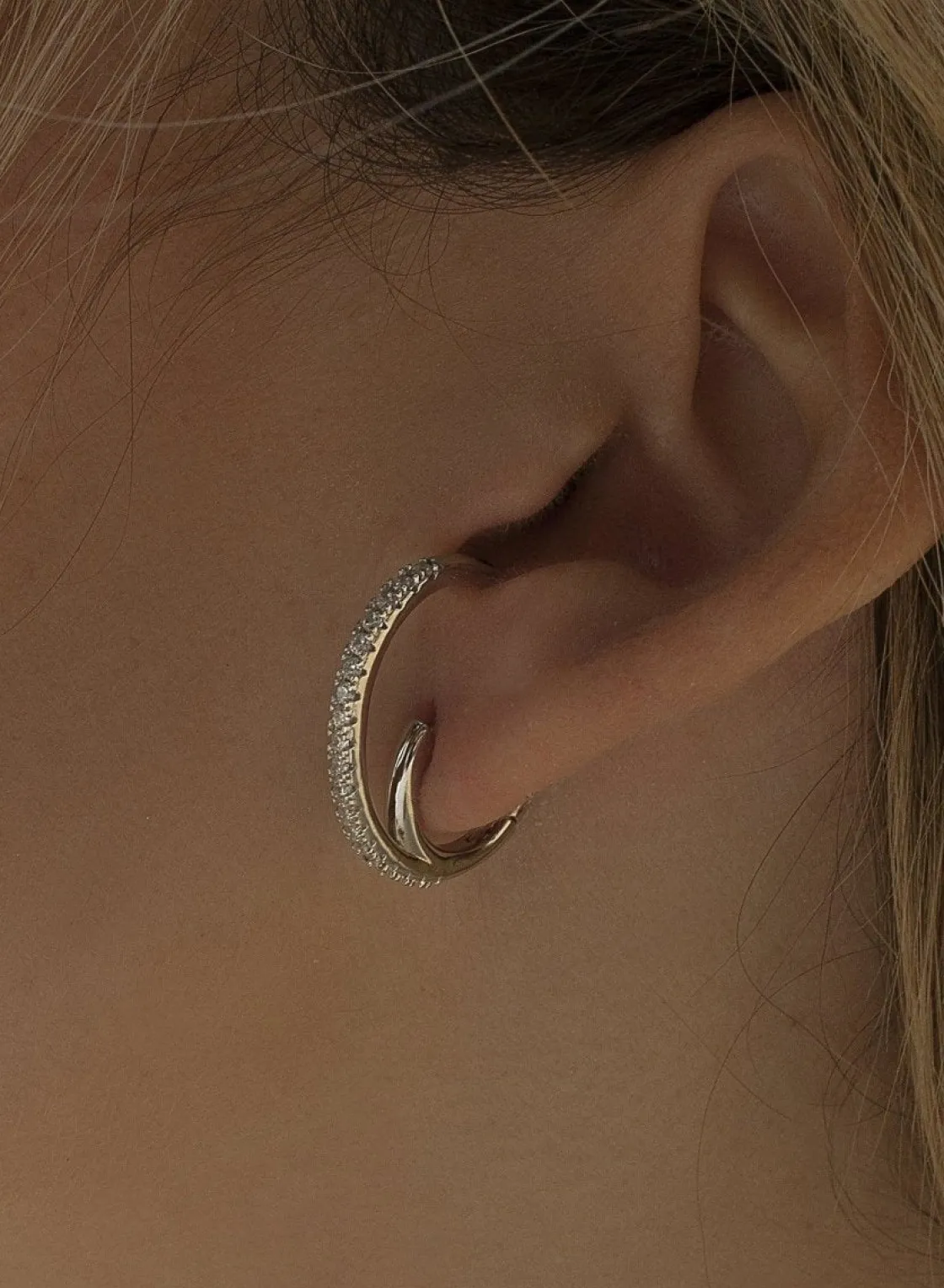 Pendientes Aro | LINEARGENT Pendientes aros originales soporte antitrago diseño espiral circonita