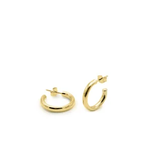 Pendientes Aro | LINEARGENT Pendientes aros pequeños bañados en oro diseño grueso clásicos y elegantes