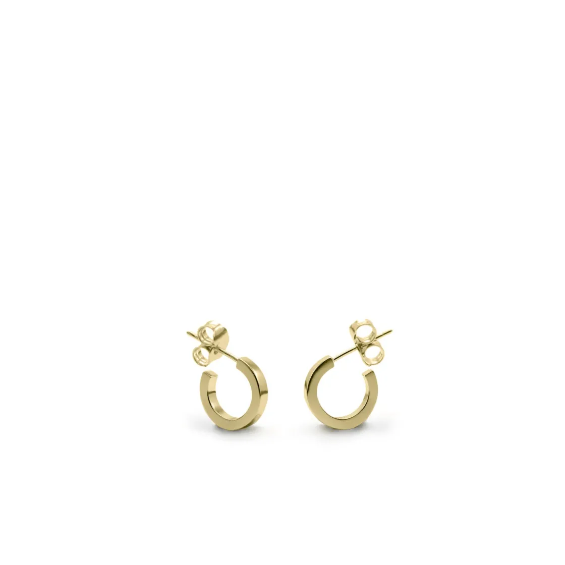 Pendientes Aro | LINEARGENT Pendientes aros pequeños con baño dorado diseño cuadrado