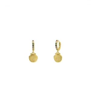 Pendientes Con Colgantes | Pendientes Aro | LINEARGENT Pendientes aros pequeños con colgante de mini concha