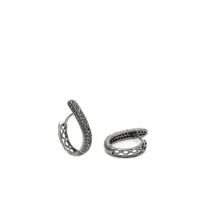 Pendientes Aro | LINEARGENT Pendientes aros pequeños con engaste de circonitas en forma de lágrima y baño de rutenio