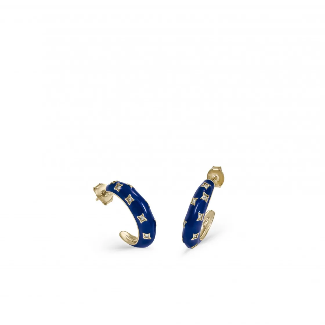 Pendientes Aro | LINEARGENT Pendientes aros pequeños con esmalte azul eléctrico