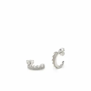 Pendientes Aro | LINEARGENT Pendientes aros pequeños con pavé de circonitas diseño olas