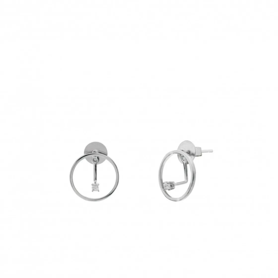 Pendientes Aro | LINEARGENT Pendientes aros pequeños diseño circonita colgante central