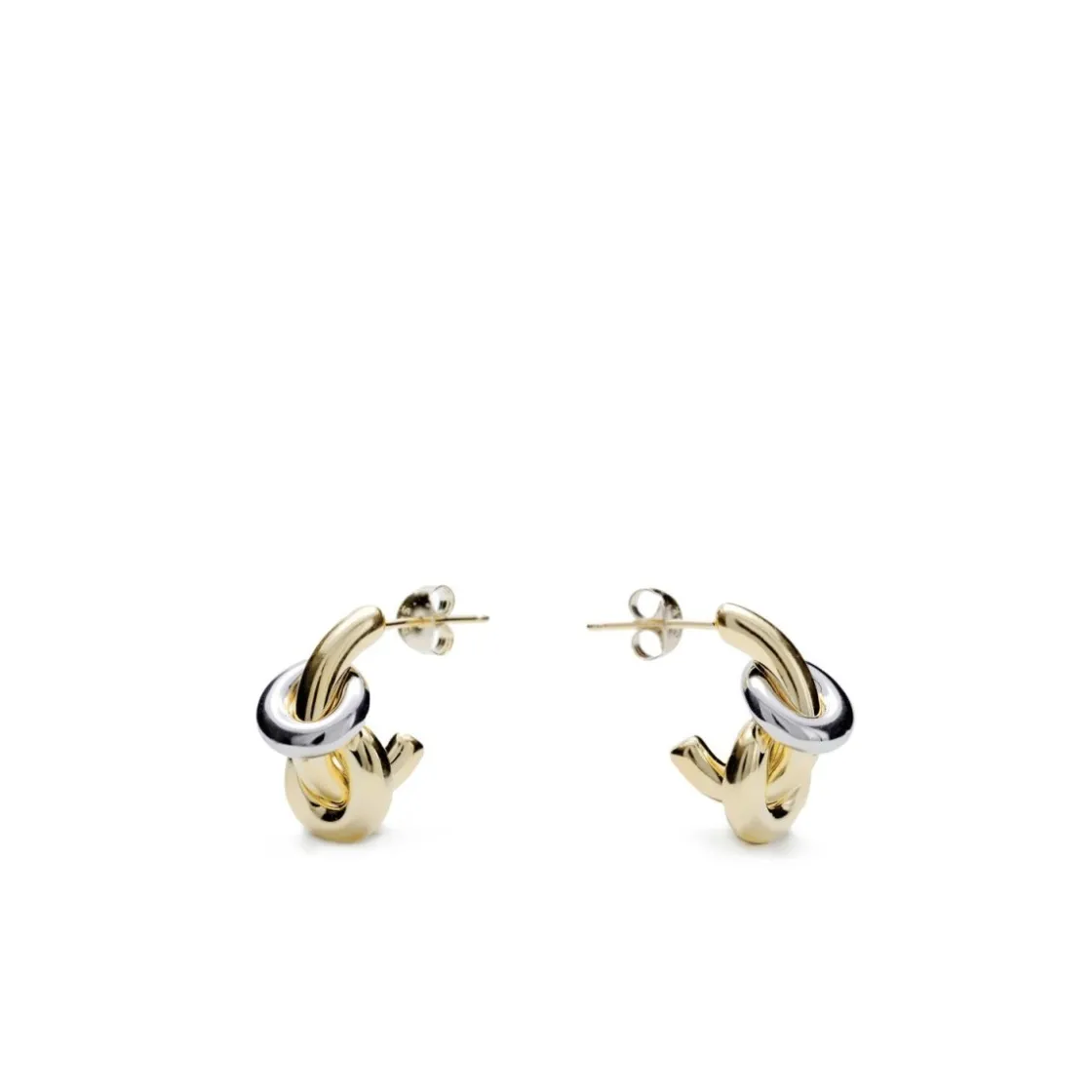 Pendientes Bicolor | LINEARGENT Pendientes aros pequeños diseño de doble argolla