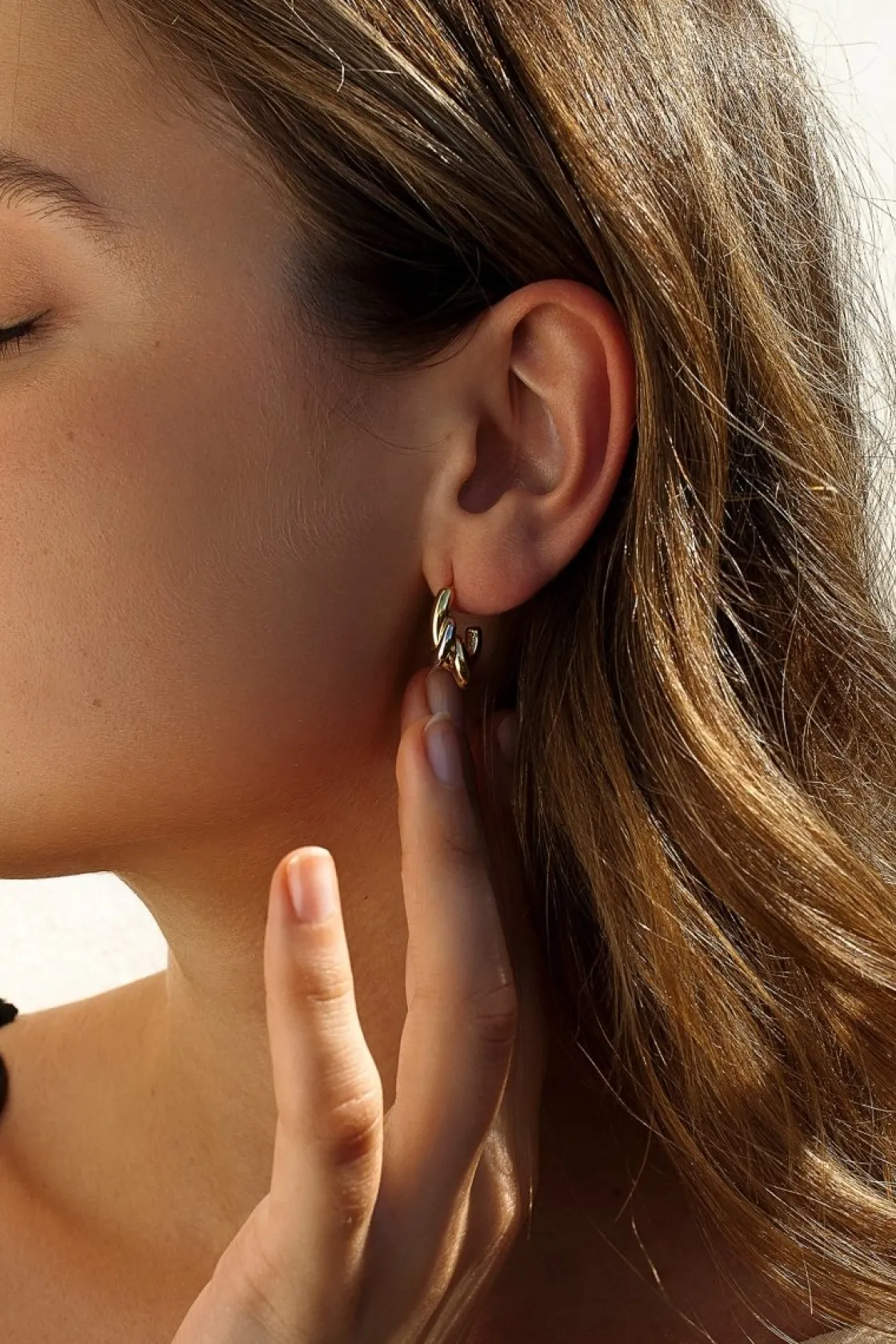 Pendientes Bicolor | LINEARGENT Pendientes aros pequeños diseño de doble argolla