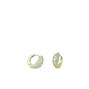 Pendientes Aro | LINEARGENT Pendientes aros pequeños diseño dividido de esmalte y circonitas