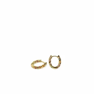 Pendientes Aro | LINEARGENT Pendientes aros pequeños diseño espiral con circonitas multicolores